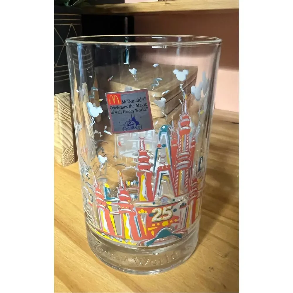 Vintage Walt Disney McDonalds 25th Anniversary Magic Kingdom Glasses Full Set 4